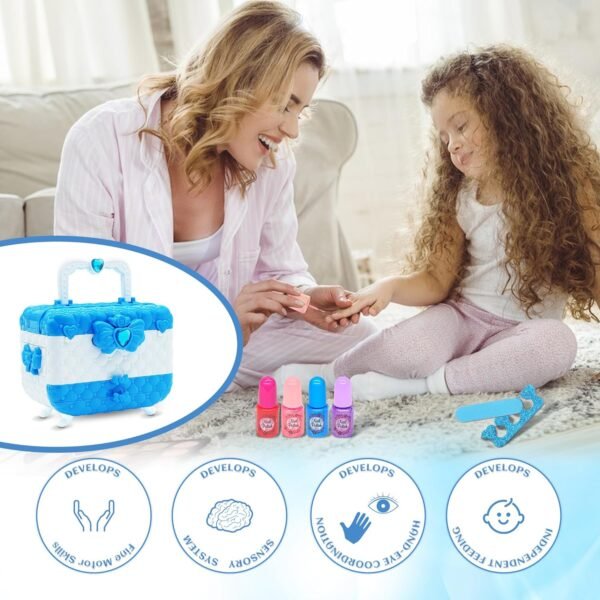 Kids Makeup Kit for Girl - Kids Makeup Kit Toys for Girls,Play Real Makeup Girls Toys,Washable Make Up for Little Girls,Non Toxic Toddlers Cosmetic for Children Age 3-12 Years Old,Teen (Blue)