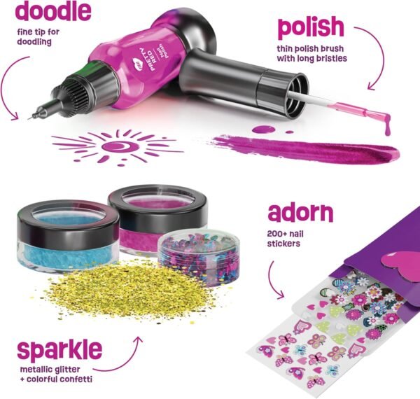 Nail Art Studio for Girls - Birthday Gift - Nail Polish Kit for Kids Ages 7-12 Years Old - Girl Gifts Ideas - Gift Set - Girly Stuff - Polish, Pens, Glitter, Stickers, Gems, Filer - 8 9 10 11 12 Year