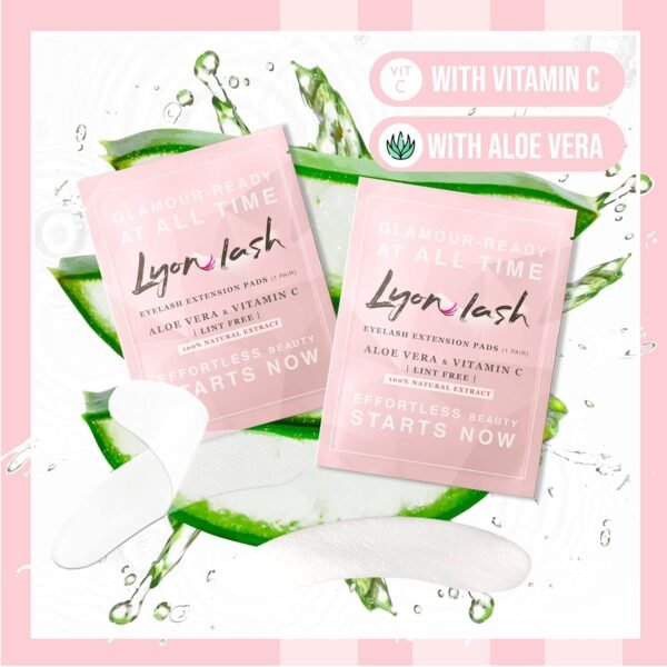 100 Pairs Eyelash Extension Under Eye Gel Pads by Lyon Lash - Lint Free with Aloe Vera Hydrogel Eye Patches, Premium Eyelash Extension Supplies & Beauty Tools, Fit Most Eye Shape, Stick Well