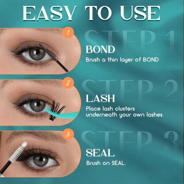 GEMERRY Lash Bond and Seal Waterproof Sensitive Eyes-Friendly Lash Cluster Glue New Upgraded Formula 12 ml Strong Hold Eyelash Glue for Self Use at Home