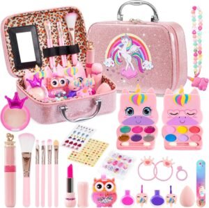 Kids Makeup Kit for Girl, Washable Kids Makeup Toy Kit, Real Makeup for Kid Little Girls, Birthday Gifts for 3-12 Year Old Girls