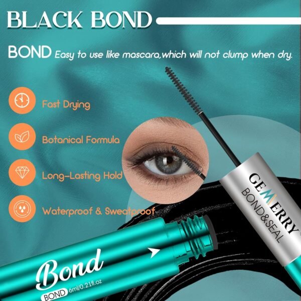 GEMERRY Lash Bond and Seal Waterproof Sensitive Eyes-Friendly Lash Cluster Glue New Upgraded Formula 12 ml Strong Hold Eyelash Glue for Self Use at Home