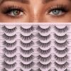 False Eyelashes 14mm Faux 3D Mink Lashes Natural Look Cat Eye Wispy Lashes Pack by Kiromiro, 14 Pairs