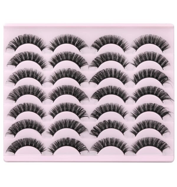 81t2Ni8qFZL._SL1500_.jpg False Eyelashes Russian Strip Lashes Volume Fake Eyelashes Extension D-Curly Wispy Handmade Soft Reusable 14 Pairs Lashes Pack