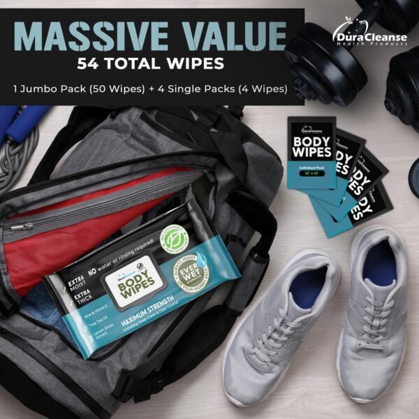 Body Wipes for Men (2pk) - 100 XL No Rinse Shower Sheets + 8 Travel Bath Wipes - 9"x12" After Gym Adult Washcloths - Mens Deodorant & Face Towels For Camping Essentials, Survival Gear and Supplies
