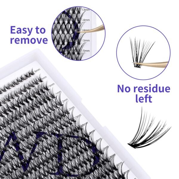 81tYSDGBgkL._SL1500_.jpg Individual Lashes DIY Eyelash Extension 300PCS Lash Clusters Extensions C/D Curl Lash Clusters Comfortable Cat Eye Lashes Super Soft Eyelashes Extension Reusable Wispy Lashes Matte Black Lash