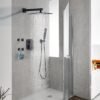 Shower Faucet Set, Matte Black Rainfall Shower System Complete Wall Mounted for Bathroom with 8 Inch Square Shower Head and Handheld Shower Head Rain Mixer Combo Set