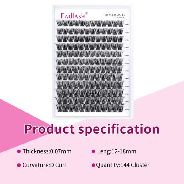 81tsA-klSnL._SL1500_.jpg Individual Lashes 144pcs D Curl Lash Clusters Mixed Length Individual Lash Extensions Cluster Lashes DIY Lash Extension Supplies Eyelash Clusters (F5-0.07D, 12-18mm)