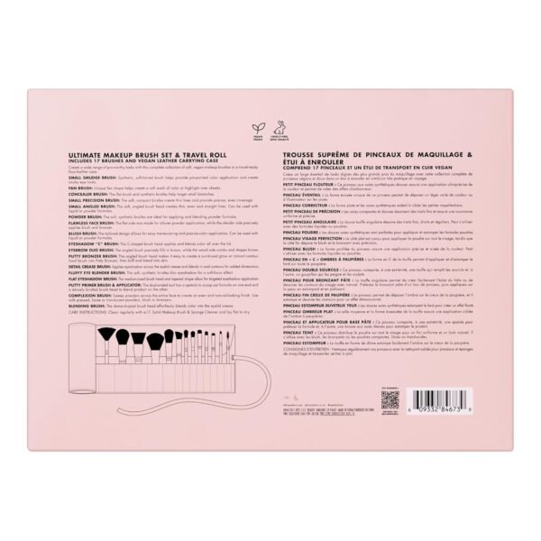 e.l.f. Ultimate Makeup Brush Set & Travel Roll, 17-Piece Brush Kit, Brushes For Eyeshadow, Foundation, Powder, Concealer & more, Vegan & Cruelty-Free