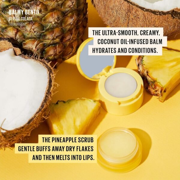 81u6IvYAIcL._SL1500_.jpg KAJA Lip Balm - Balmy Bento | Scrub, with Coconut Oil, Clear Finish Treatment, Moisturize, Exfoliate, Smoothes Butter Lips Care, Compact Travel Size, Piña Colada, Korean Beauty, 0.4 Oz