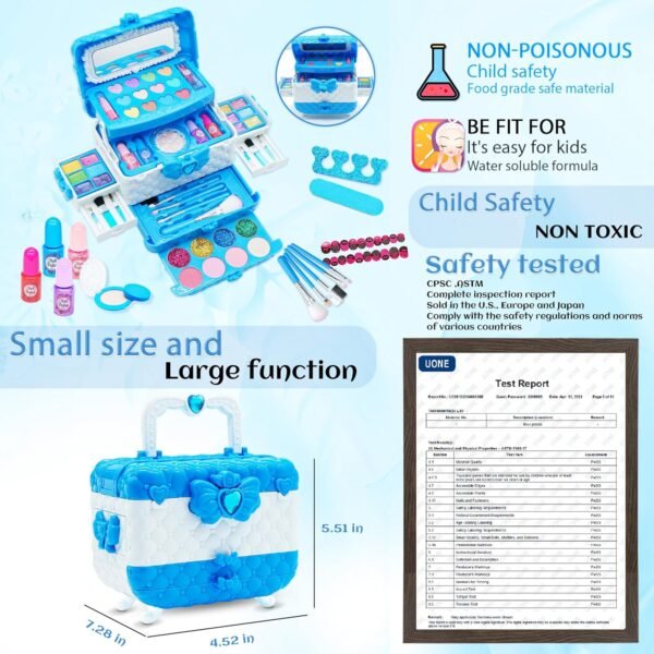 Kids Makeup Kit for Girl - Kids Makeup Kit Toys for Girls,Play Real Makeup Girls Toys,Washable Make Up for Little Girls,Non Toxic Toddlers Cosmetic for Children Age 3-12 Years Old,Teen (Blue)