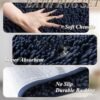 3 Pcs No Hook Navy Blue Shower Curtain Set with Chenille Bath Rugs - 71" x 74" Shower Curtain with Snap-in Fabric Liner & Non-Slip Water Absorbent Bathroom Mats Set Accessories
