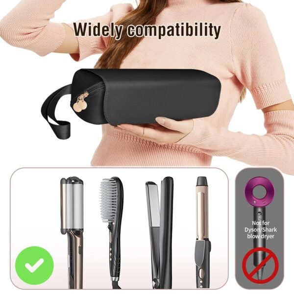 81uUwjSVIEL._SL1500_.jpg SS Hair Tools Travel Bag and Heat Resistant Mat for Hot Tools, Leather Curling Iron Case, Portable Essentials for Women, Black