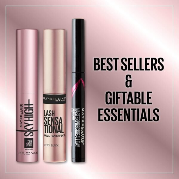 81ucuPHNWuL._SL1500_.jpg Maybelline New York Holiday Limited Edition Eye Makeup Gift Set, Sky High Mascara, Lash Sensational Mascara and Master Precise Liquid Eyeliner Minatures, 1 Kit, Black