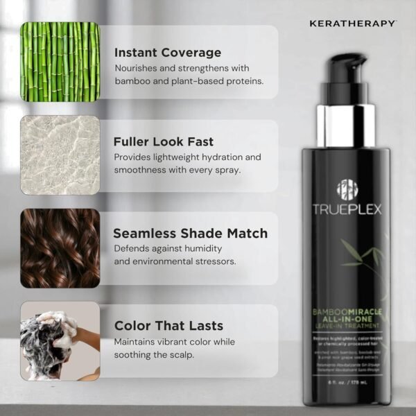 KERATHERAPY Trueplex Bamboo Miracle All-In-One Conditioning Treatment, 6 oz., 178 ml - Vegan Leave in Hair Strengthener with Baobab, Grape Seeds & Bamboo Extract for Color Treated, Dry & Damaged Hair