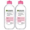 Garnier Micellar Water, Hydrating Facial Cleanser & Makeup Remover, Suitable for Sensitive Skin, Vegan, Cruelty Free, 13.5 Fl Oz (400mL), 2 Count