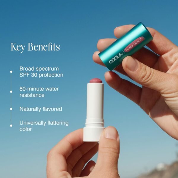 81urcQpBNUL._SL1500_.jpg COOLA Organic Liplux Tinted Lip Balm and Sunscreen with SPF 30, Dermatologist Tested Lip Care for Daily Protection, Vegan and Gluten Free, 0.15 Oz