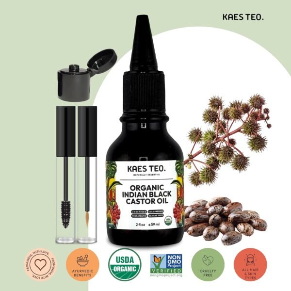 81v6EgPRVpL._SL1500_.jpg Organic Black Castor Oil for Hair Growth - Not Jamaican Black Castor Oil, 100% Pure Cold Pressed Hexane Free - USDA Certified, Skin, Nail, Scalp, Face, Thicker Eyebrows, Lashes 2 Fl Oz