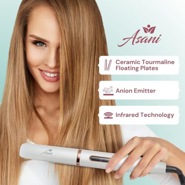81vFzJMminL._AC_SL1500_.jpg Asani 2-in-1 Flat Iron Hair Straightener and Curler - Negative Ion Technology, Anti-Frizz Ceramic Coating, 5 Heat Settings - Fast Heating Styling Tool for Versatile Looks - Portable