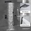 Shower System Black -10 Inch High Pressure Rain Shower Heads with Handheld Spray Combo Shower Faucet Set with Pressure Balanced Rough-in Valve, Wall Mount Bathroom Shower Set fit All Valve Types
