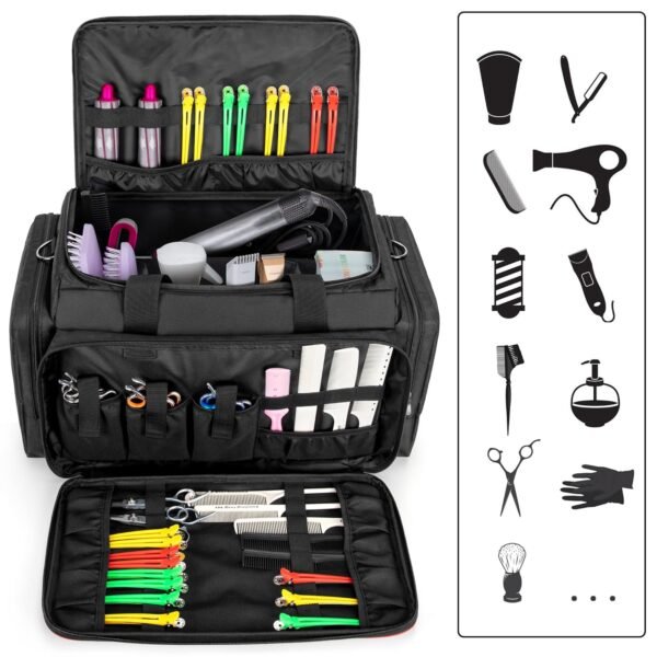 81vY4bnJu8L._SL1500_.jpg BAFASO Large Capacity Hairdresser Bag with Adjustable Dividers, Travel Barber Case Holds Various Hair Cutting Tools (NO ACCESSORIES), Black