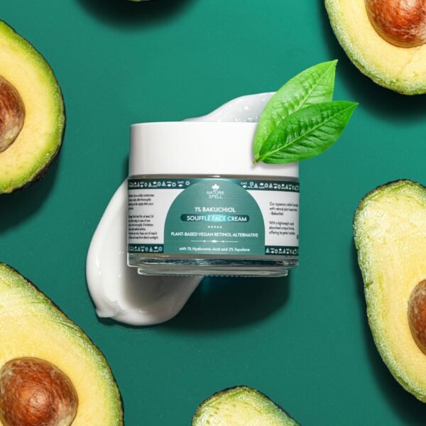 Nature Spell Natural Retinol Cream for Face 100ml – Reduces Appearance of Fine Lines – (Bakuchiol + Hyaluronic Acid) - Anti Wrinkle Face Cream – 100% Vegan Suitable for all Skin Types - Made in the UK