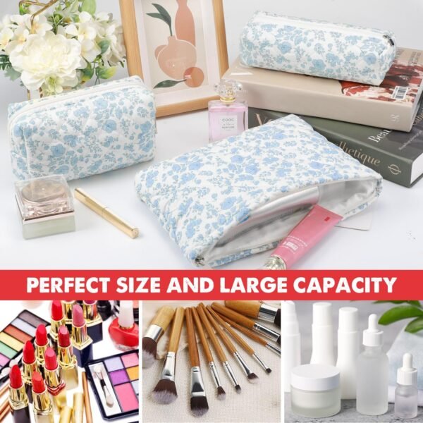 3 Pcs Makeup Bag Cosmetic Bag Set for Girls Women Checkered Travel Organizer Bathroom Toiletry Pouch Large Capacity Storage Bag (Orchid)