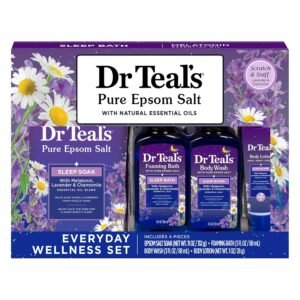Dr Teal's Sleep Bath Gift Set, Melatonin & Essential Oil Blend, 4 Piece