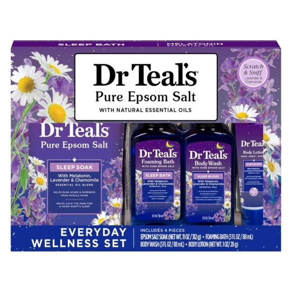 Dr Teal's Sleep Bath Gift Set, Melatonin & Essential Oil Blend, 4 Piece