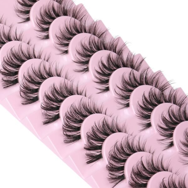 81vwCXZiwNL._SL1500_.jpg False Eyelashes Clear Band Natural Lashes Wispy Cat Eye 15mm Russian D-Curl Lashes Extension Strip Eyelashes Pack by Kiromiro