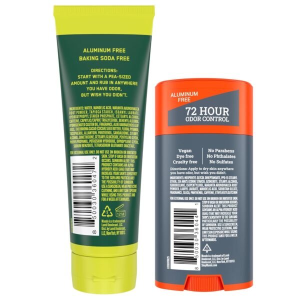 Mando Whole Body Deodorant - Invisible Cream Tube and Solid Stick - 72 Hour Odor Control - Aluminum Free, Baking Soda Free, Skin Safe - 3.0 Ounce Tube and 2.6 Ounce Solid Stick Bundle - Mt Fuji