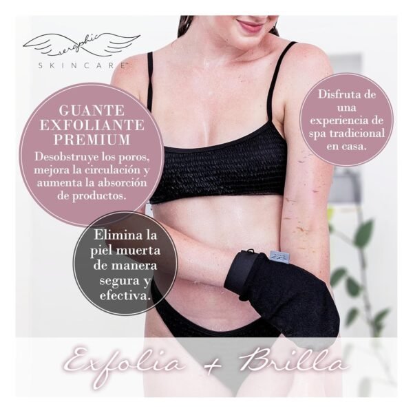 Seraphic Skincare (Original) Premium Exfoliating Mitt for Body (2pc) – 100% Vegan Viscose Traditional Body Scrub Glove Kessa Korean Washcloth – Body Exfoliator for Self-Tan Removal & Keratosis Pilaris