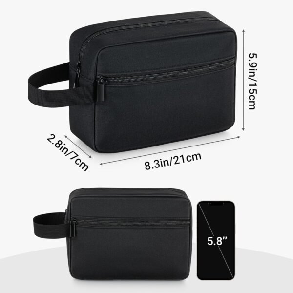 Elviros Travel Toiletry Bag for Women and Men, Lightweight Makeup Bag Hanging Dopp Kit with Shaving Compartment Cosmetic Organizer Small Tool Bag Travel Essentials, Black