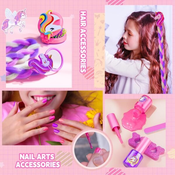 Kids Makeup Kit for Girl - Kids Makeup Girl Toys with Flying Horse Storage Case, Girl Makeup Sets Kids Toys Kids Play Makeup Set for Girls Christmas Birthday Gift Toys 3-12 Years Old Girl