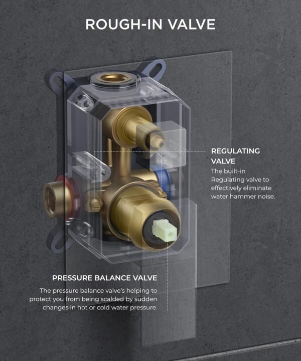 FORIOUS Rain Shower Head System, 10 Inch Shower Faucet Set with with handheld combo, Solid Brass Pressure Balanced Valve and Trim Kit Fixtures, Wall Mounted, Brushed Gold