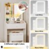 LIKIMIO Small Makeup Vanity Desk with Mirror and Lights, Vanity Table Set with Storage Drawer, Chair and Three Shelves, Bedroom, White
