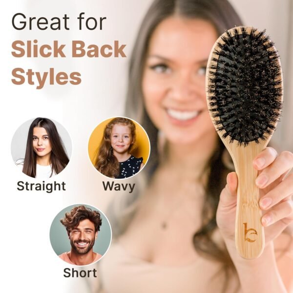 81wdV95yPyL._SL1500_.jpg Boar Bristle Hair Brush for Women and Men, Natural 100% Soft Boars Hairbrush for Fine and Thin Hair