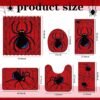 Nuanchu 6 Pcs Spider Shower Curtain Set with Bath Mat U Shaped Mat Toilet Cover 2 Bath Towels and 12 Hooks Red Bathroom Decor Spider Bathroom Set, 71 x 71 Inch