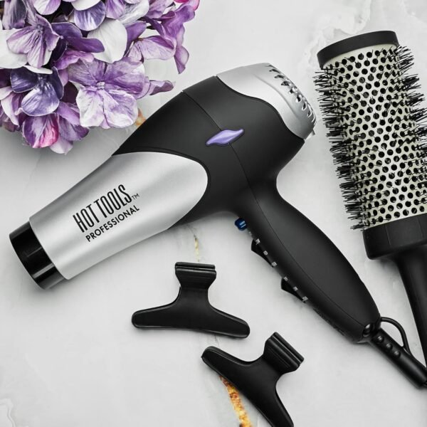 81x8M8raAkL._SL1500_.jpg Hot Tools Pro Artist Turbo Styling Hair Dryer | Lightweight and Quiet, Silver/Black, 1 Count (Pack of 1)