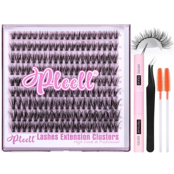 81xK-A4cMxL._SL1500_.jpg Fluff Lash Extension Kit Wispy Eyelash Extension Kit 10-18MM Natural Lash Clusters 180PCS Cluster Eyelash Extensions with Lash Bond and Remover and Lash Applicator DIY Lashes Extension by Pleell