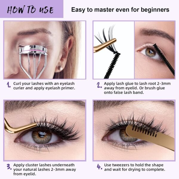 B&Qaugen Lash Cluster Glue 10ML Waterproof Cluster Lash Bond Waterproof for Eyelash Clusters Long Lasting DIY Lash Extension Strong Hold Eyelash Glue for Lash Extensions (Black,10ML)