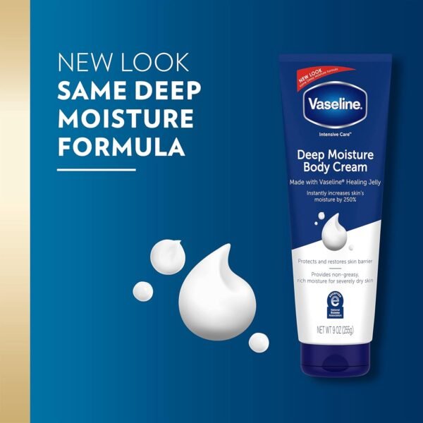 Vaseline Intensive Care Body Cream Deep Moisture 4 pk with Healing Petroleum Jelly & Vitamin E Rich & Smooth for Dry Skin 9 oz