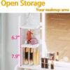 LIKIMIO Small Makeup Vanity Desk with Mirror and Lights, Vanity Table Set with Storage Drawer, Chair and Three Shelves, Bedroom, White