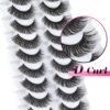 Veleasha Russian Strip Lashes D Curl False Eyelashes Fluffy Wispy Faux Mink Lashes 10 Pairs Pack (D01)