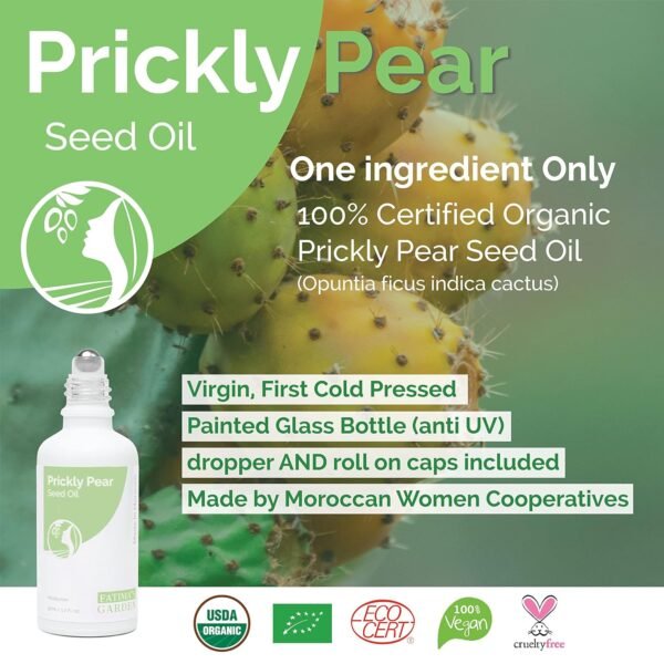 81xxLT45nfL._SL1500_.jpg Fatima's Garden Prickly Pear Seed Oil - Organic Anti-Aging Serum, 30ml