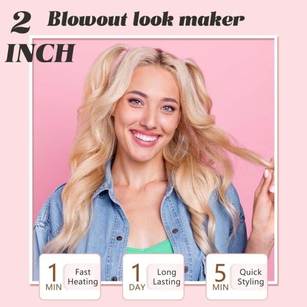 Large Curling Iron 2 Inch Barrel, Long Barrel Curling Wand for Hair, Ceramic Tourmaline Hair Styling Tool, Double Voltage, White