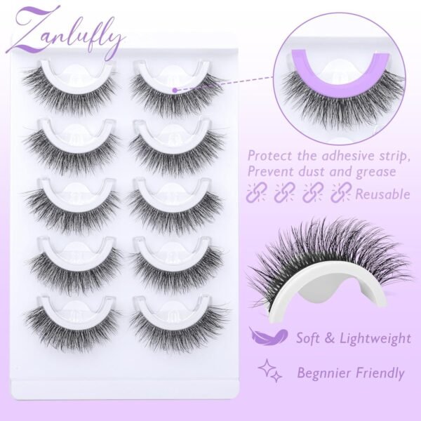 81y-hKjB1DL._SL1500_.jpg Self Adhesive Eyelashes Natural Pre-glued Lashes No Glue Needed Lashes Cat Eye Lashes Faux Mink Eyelashes Reusable Self Adhesive Lashes 5 Pairs by zanlufly
