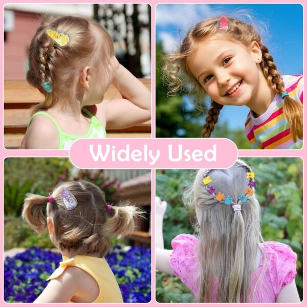 81yTn5b0U3L._SL1500_.jpg Hair Accessories for Girls, Colorful Elastic Hair Ties Rubber Bands Glitter Confetti Hair Clips Small Butterfly Clips Braiding Hair Styling Tools, Hair Ties No Damage for Baby Kids Toddler