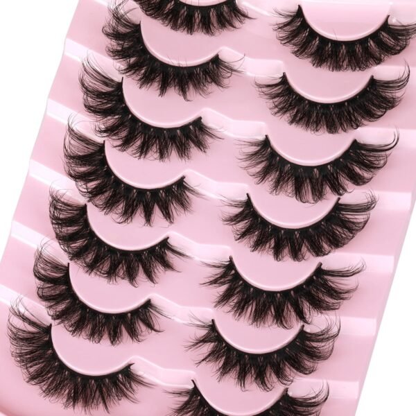 81yY417uHkL._SL1500_.jpg Mink Lashes Wispy 6D False Eyelashes 17mm Volume Cat Eye Lashes that Look Like Extensions Strip Lashes Pack