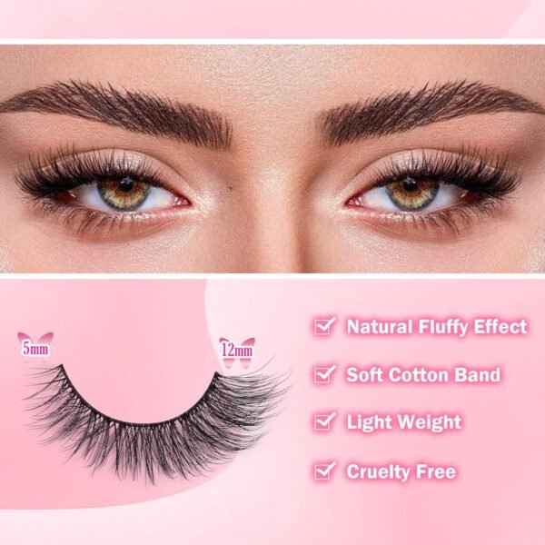 81ypabrCNlL._SL1500_.jpg Natural Lashes Kit with Lash Glue 3D False Eyelashes Wispy 12mm Short Cat-Eye Lashes with 5ML Clear Eyelash Glue 9 Pairs Fake Eyelashes with Glue by TOOCHUNAG